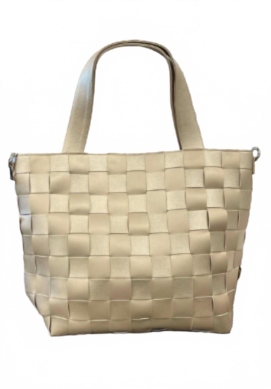 NEW ILSE JACOBSEN women's braided crossbody shopper tote in platinum